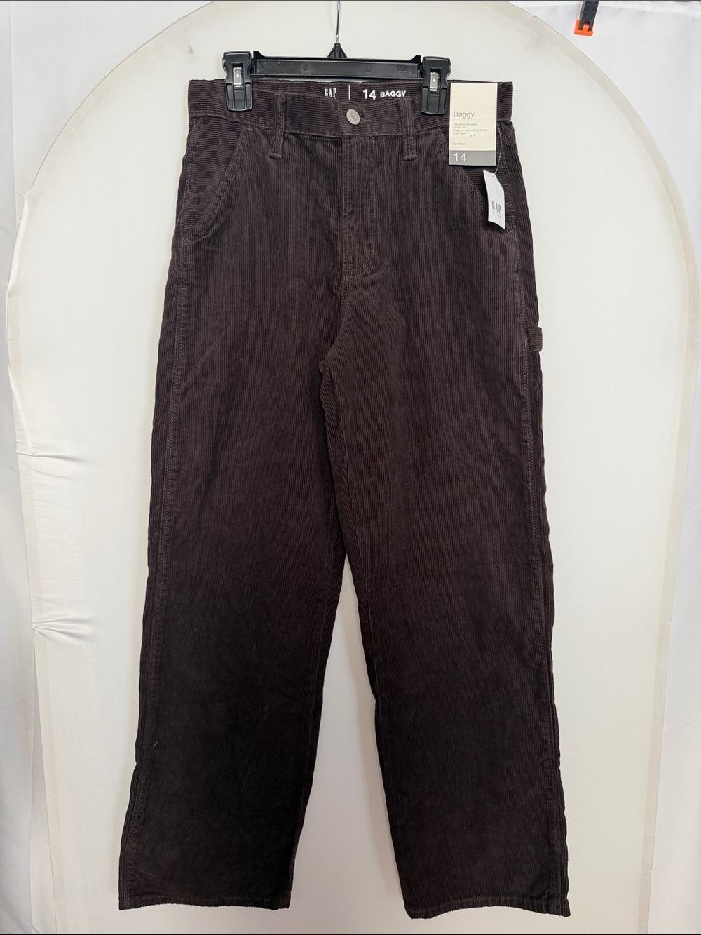 NWT GAP kids 14 Baggy cotton Corduroy Pants in Dark Brown adj waist SCHOOL FALL